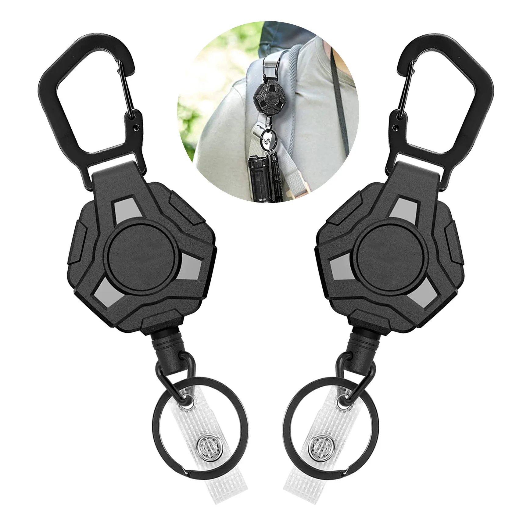 Fishing Kit Compact - ตกปลา Retractable Anti-Lost ดึงพวงกุญแจ Badge Keeper