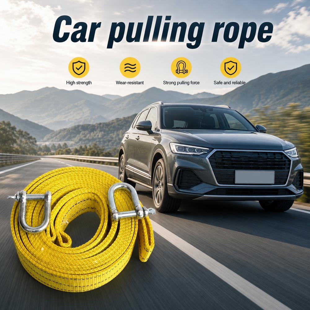 Rescue Rope Throw - สายลากจูงรถยนต์ 3M สำหรับงานหนัก พร้อมห่วงเหล็ก D 2