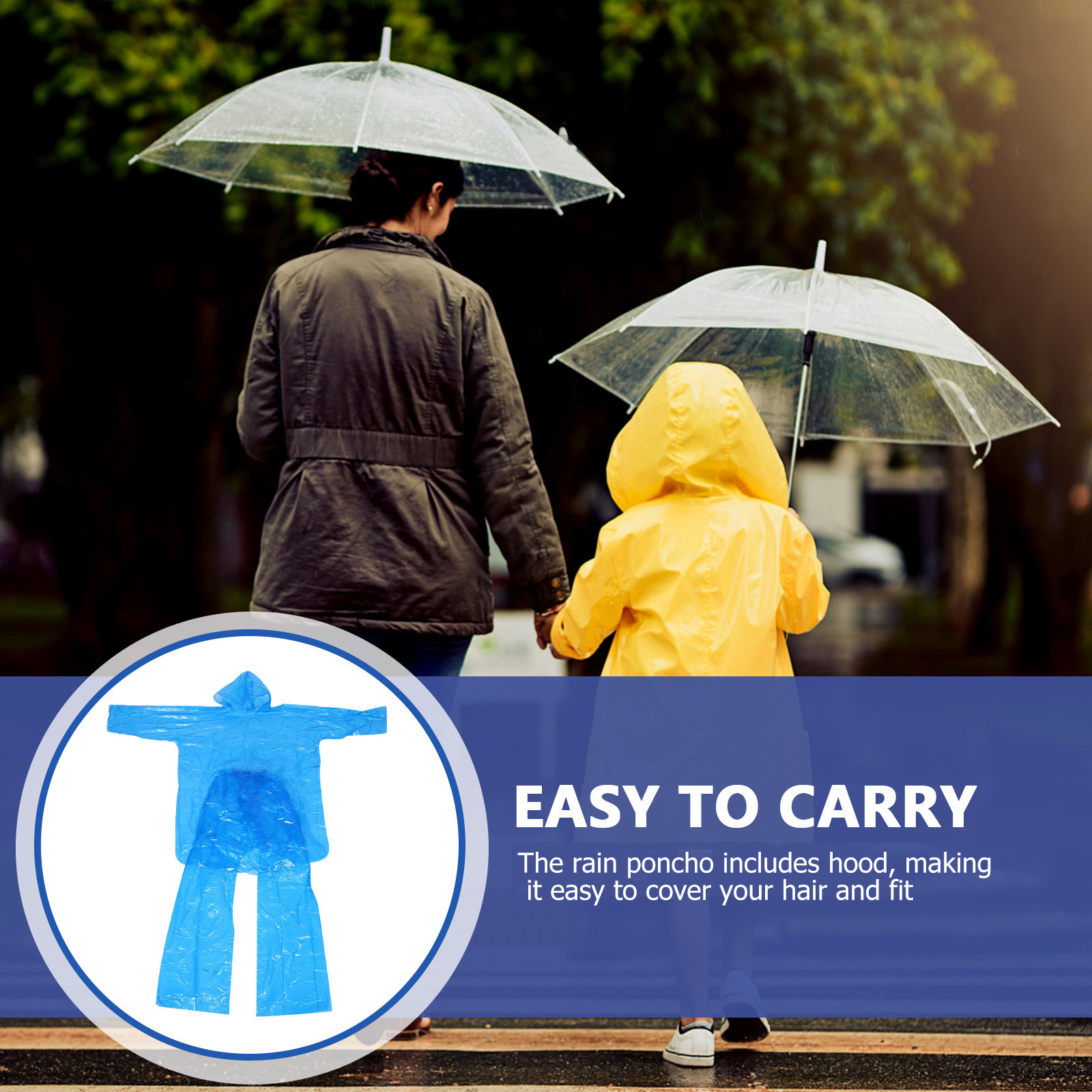 ชุดเสื้อกันฝนแบบใสพร้อมฮู้ด ปิ - Emergency Poncho Rain บทวิจารณ์และราคา